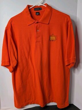 Vintage Screenmates Polo Shirt Mens L Large Orange Maple Donuts Promo Blend Vtg